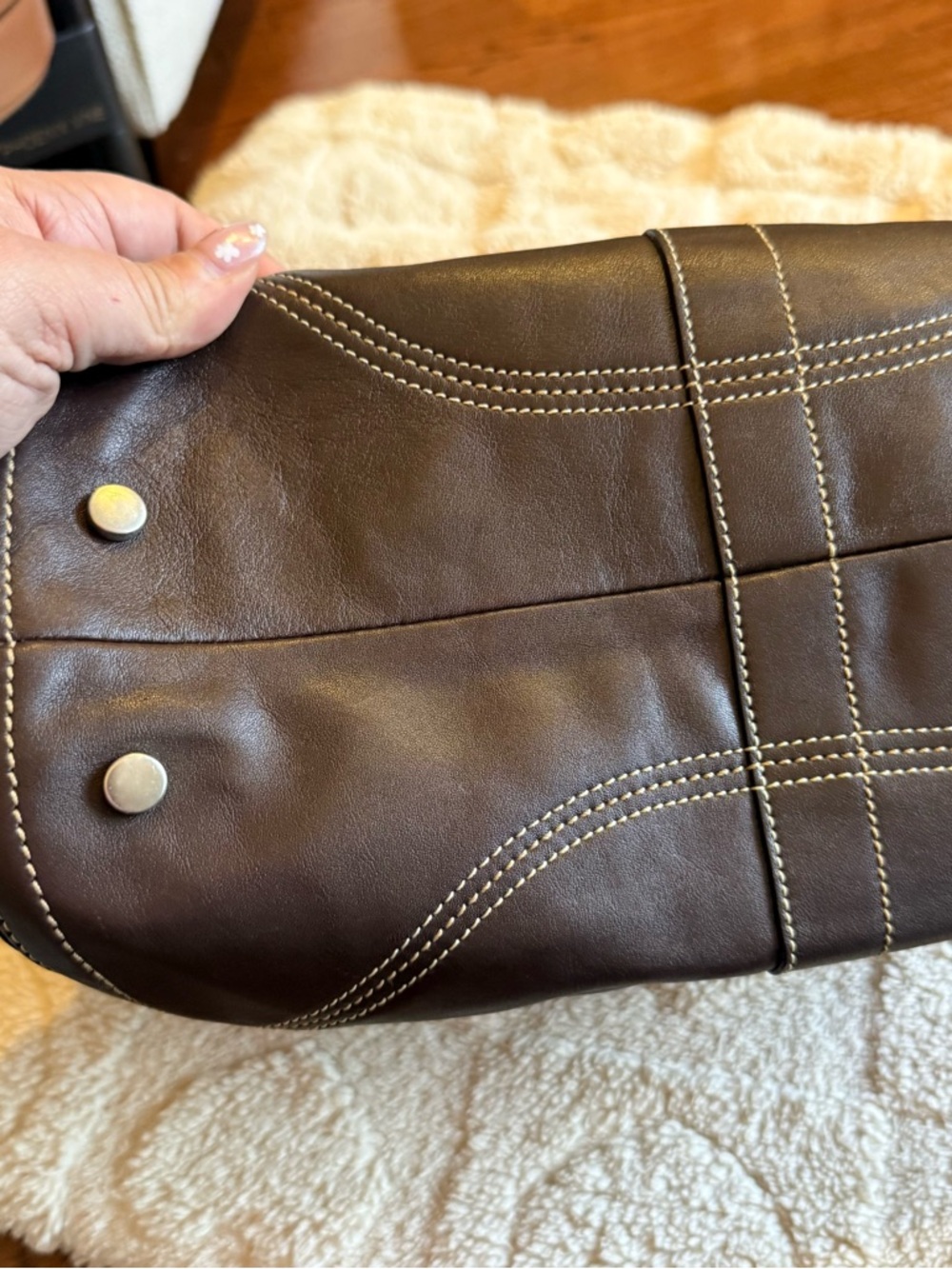 NWOT Classic Coach Vintage Dark Brown Leather Hobo Hampton Handbag - Picture 8 of 12